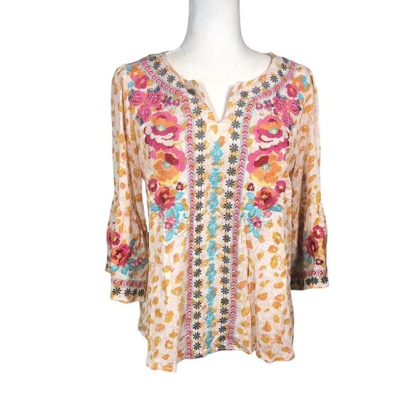 Savanna Jane Top Womens Size Small Embroidered Bohemian Hippie Festival Casual - Picture 2 of 10